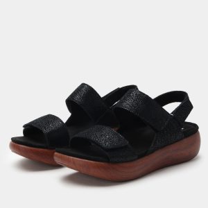 Bailee Crackle Black Sandal