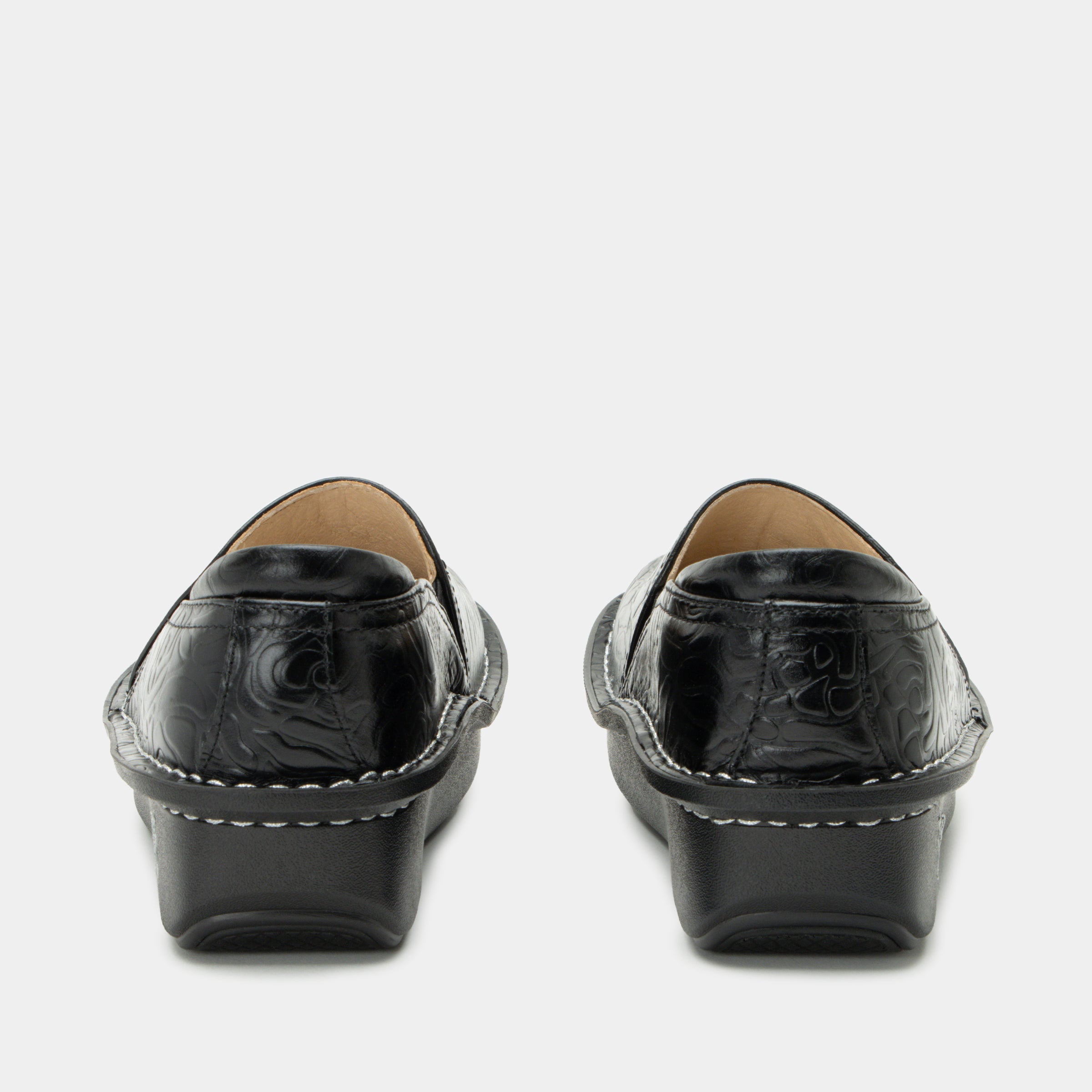 Debra Black Embossed Rose Shoe - Image 4