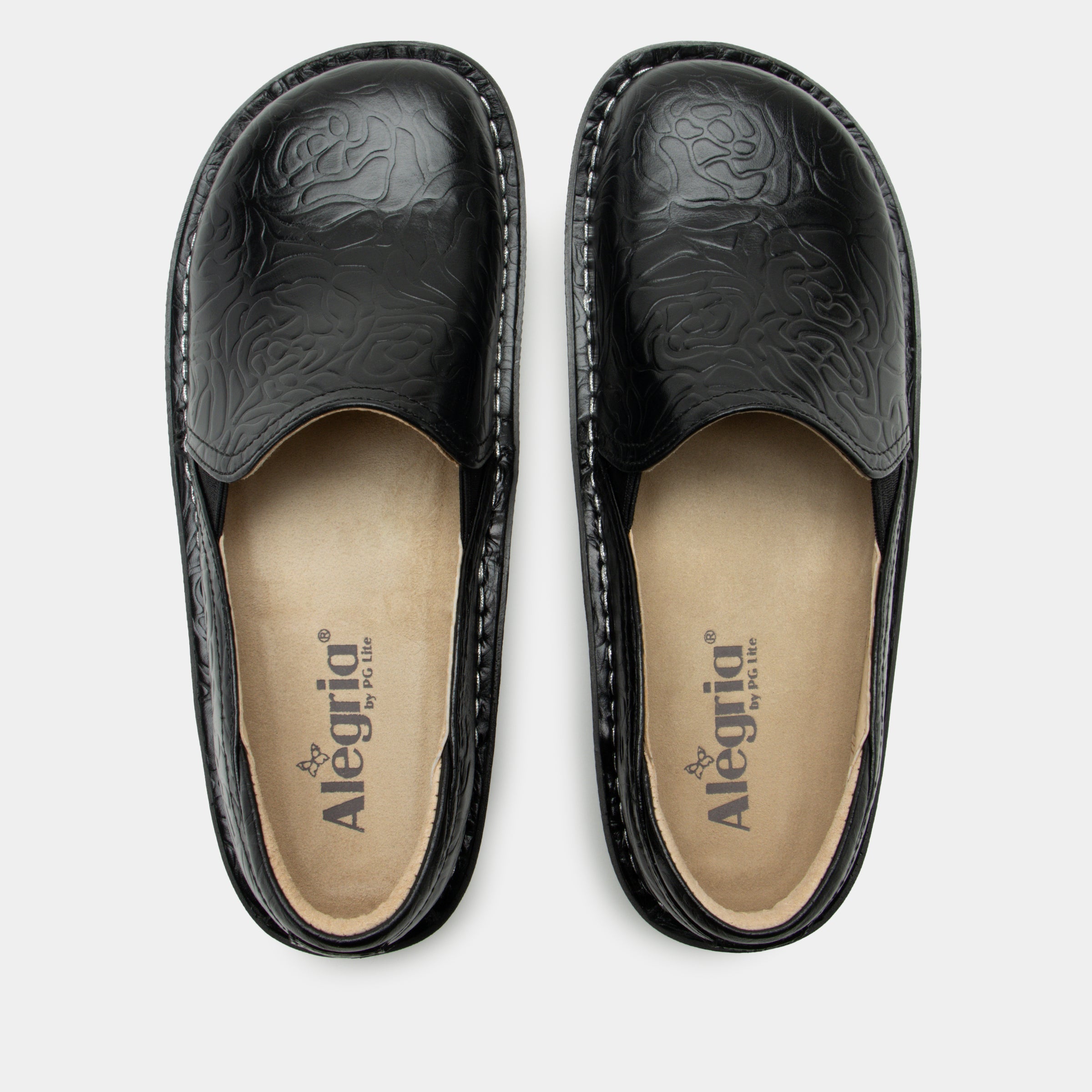 Debra Black Embossed Rose Shoe - Image 5