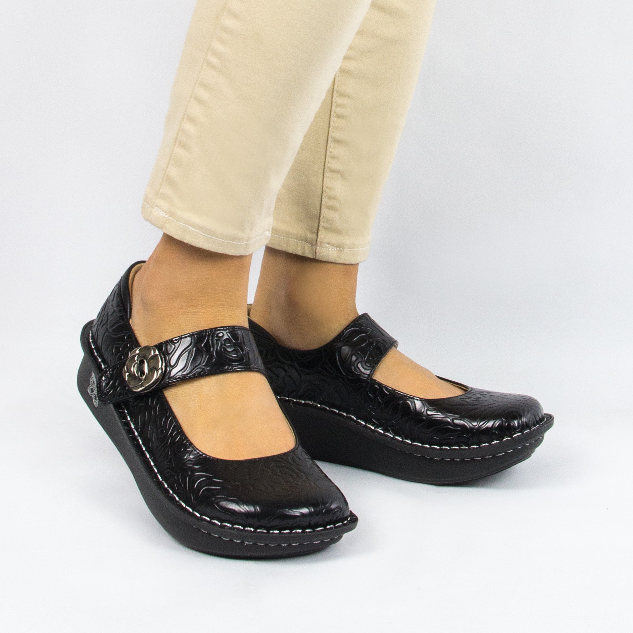 Paloma Black Embossed Rose Mary Jane - Image 2